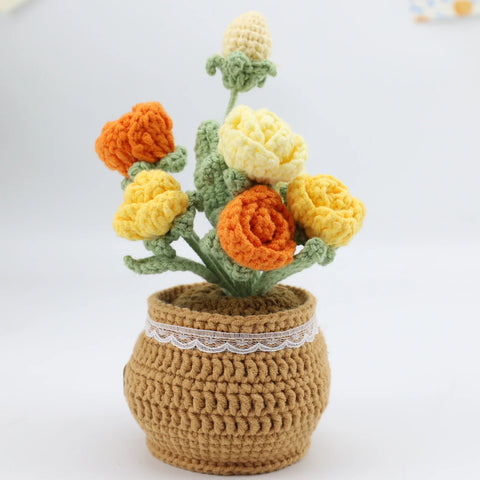 Crocheted Planter - Ombré Rose