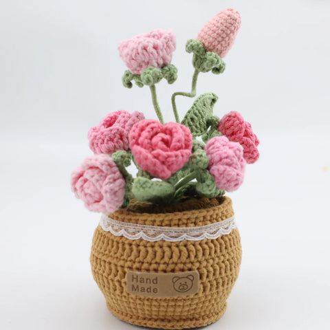Crocheted Planter - Ombré Rose