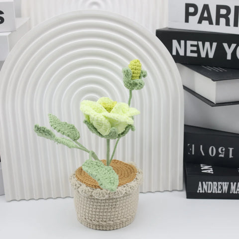 Handmade Crochet Rose Potted Plants