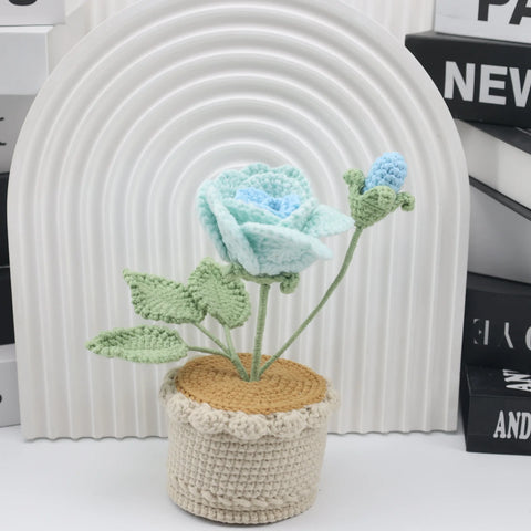 Handmade Crochet Rose Potted Plants