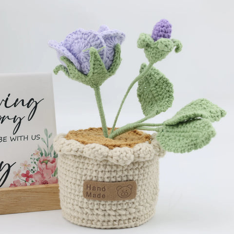 Handmade Crochet Rose Potted Plants