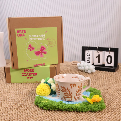 3D moss coaster miniature landscape DIY kit for beginners, home decor, relaxing handmade craft by Arteora