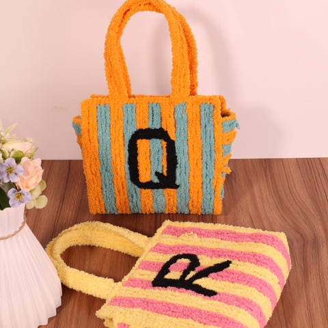 DIY Weaving Kit – Letter Q Striped Mesh Bag by Arteora™