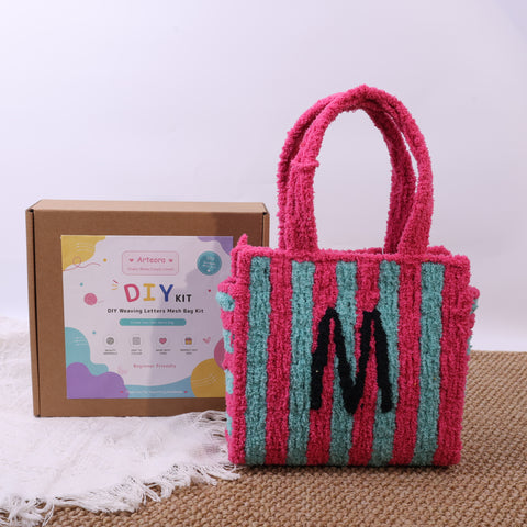 DIY Weaving Kit – Letter M Striped Mesh Bag by Arteora™