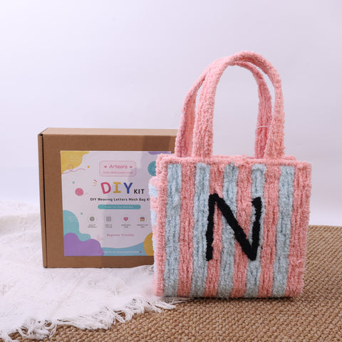 DIY Weaving Kit – Letter N Striped Mesh Bag by Arteora™