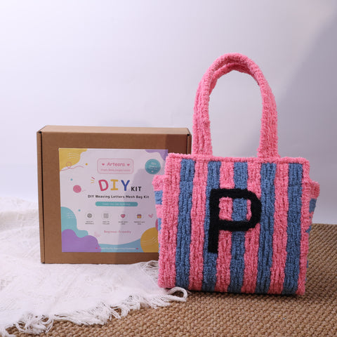 DIY Weaving Kit – Letter P Striped Mesh Bag by Arteora™