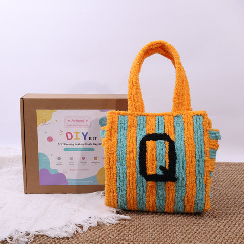 DIY Weaving Kit – Letter Q Striped Mesh Bag by Arteora™