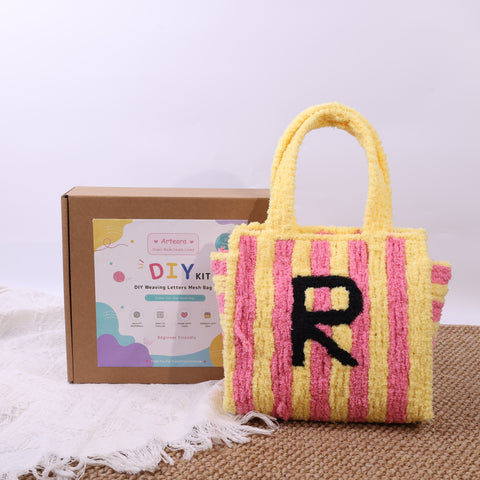 DIY Weaving Kit – Letter R Striped Mesh Bag by Arteora™