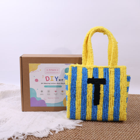 DIY Weaving Kit – Letter T Striped Mesh Bag by Arteora™