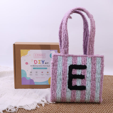 DIY Weaving Kit – Letter E Striped Mesh Bag by Arteora™