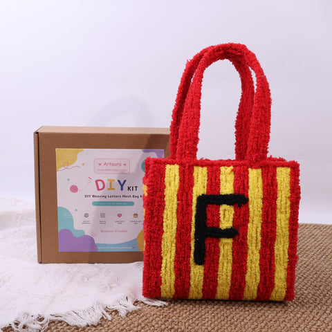 DIY Weaving Kit – Letter F Striped Mesh Bag by Arteora™