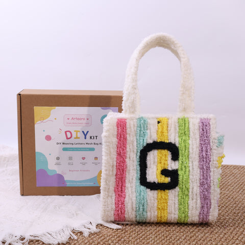 DIY Weaving Kit – Letter G Striped Mesh Bag by Arteora™