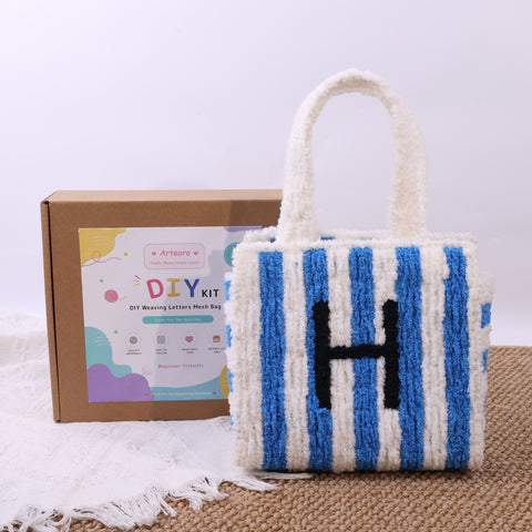 DIY Weaving Kit – Letter H Striped Mesh Bag by Arteora™