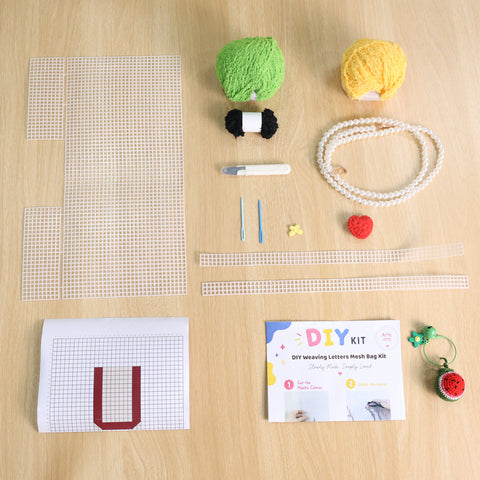 DIY Weaving Kit – Letter U Striped Mesh Bag by Arteora™