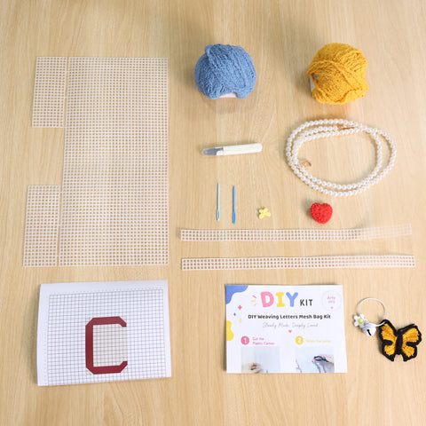 DIY Weaving Kit – Letter C Striped Mesh Bag by Arteora™