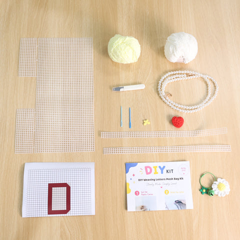 DIY Weaving Kit – Letter D Striped Mesh Bag by Arteora™