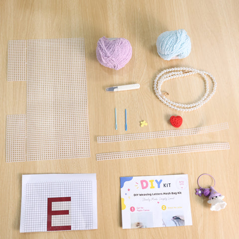 DIY Weaving Kit – Letter E Striped Mesh Bag by Arteora™