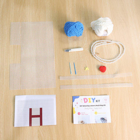 DIY Weaving Kit – Letter H Striped Mesh Bag by Arteora™