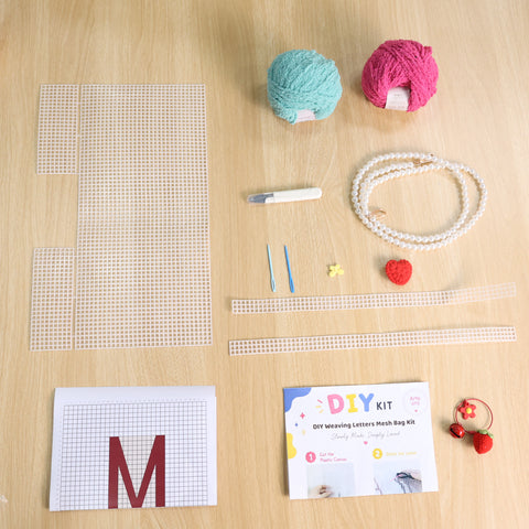 DIY Weaving Kit – Letter M Striped Mesh Bag by Arteora™