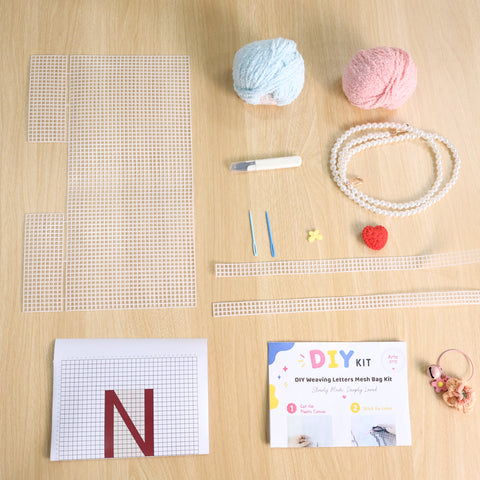 DIY Weaving Kit – Letter N Striped Mesh Bag by Arteora™
