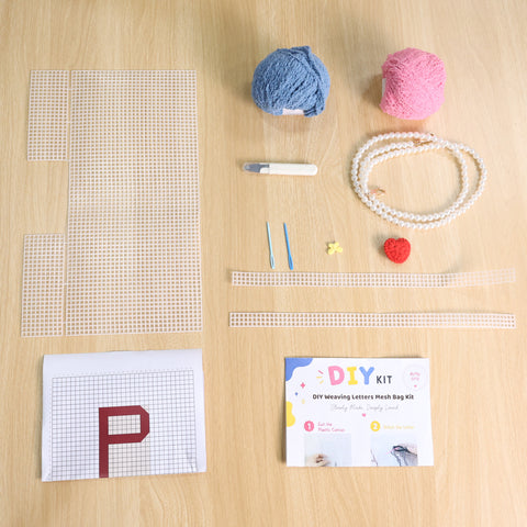 DIY Weaving Kit – Letter P Striped Mesh Bag by Arteora™