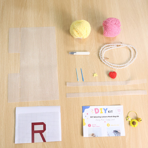 DIY Weaving Kit – Letter R Striped Mesh Bag by Arteora™