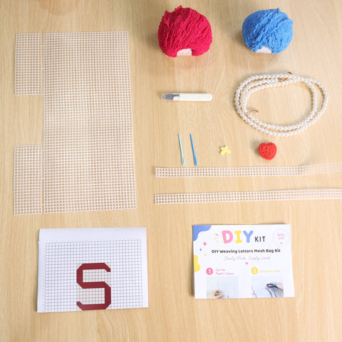 DIY Weaving Kit – Letter S Striped Mesh Bag by Arteora™