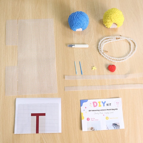 DIY Weaving Kit – Letter T Striped Mesh Bag by Arteora™