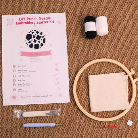 Cow Print Punch Needle Kit  Relaxing DIY Craft Experience by Arteora™