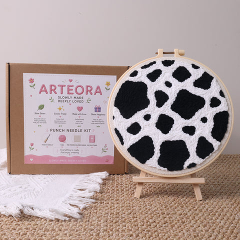 Cow Print Punch Needle Kit  Relaxing DIY Craft Experience by Arteora™