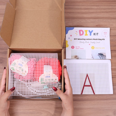 DIY Weaving Kit – Letter A Striped Mesh Bag by Arteora™