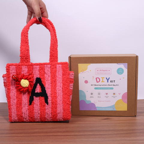 DIY Weaving Kit – Letter A Striped Mesh Bag by Arteora™