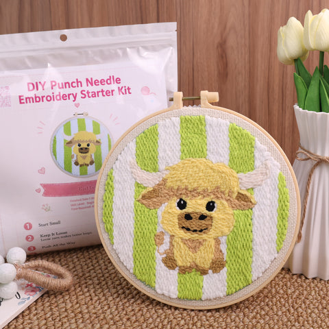 Highland Cow Punch Needle Kit Relaxing DIY Craft Experience by Arteora™