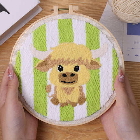 Highland Cow Punch Needle Kit Relaxing DIY Craft Experience by Arteora™