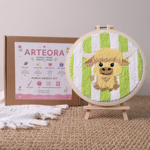 Highland Cow Punch Needle Kit | Relaxing DIY Craft Experience by Arteora™