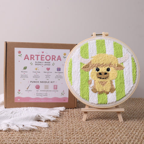 Highland Cow Punch Needle Kit Relaxing DIY Craft Experience by Arteora™